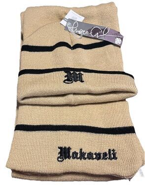 Vintage Makaveli Branded Tupac Shakur Beanie & Scarf NWT Adult Khaki Black
